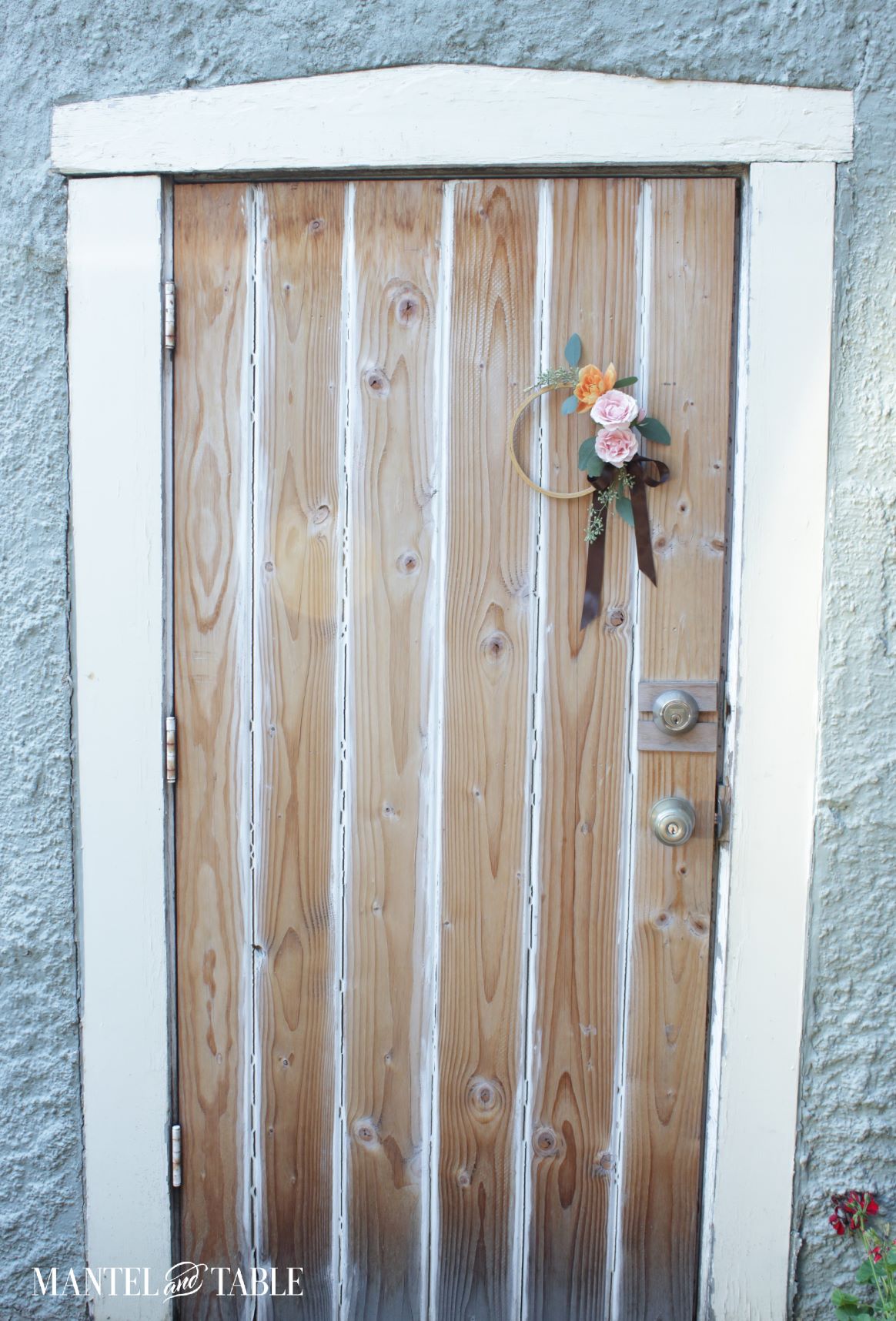 Fall wreath on old door