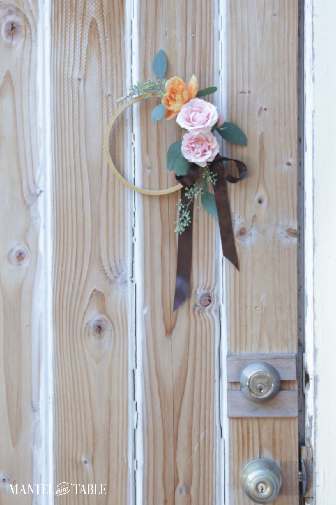 Fall Wreath DIY hanging on a door