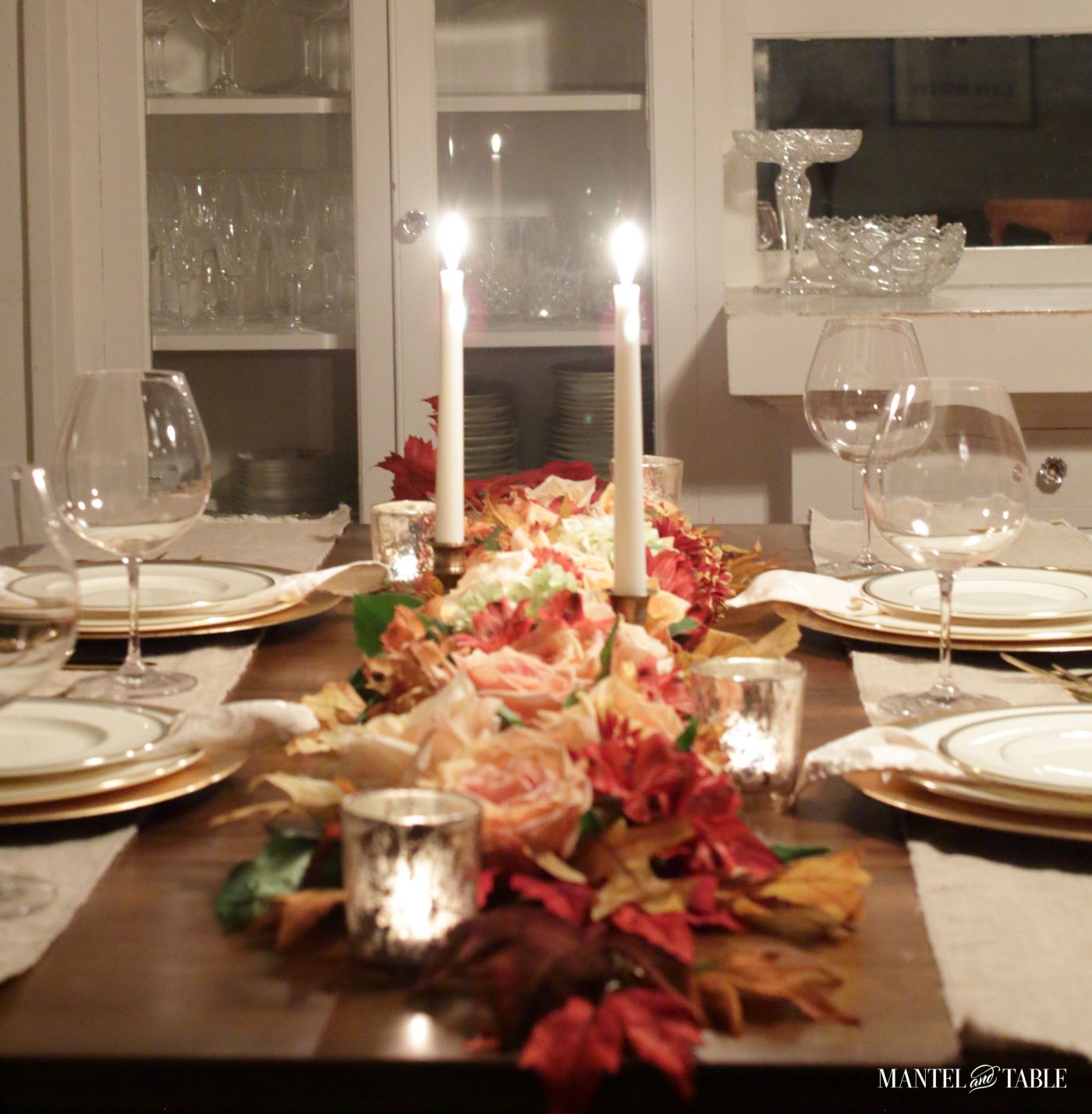 full view of fall tablescape