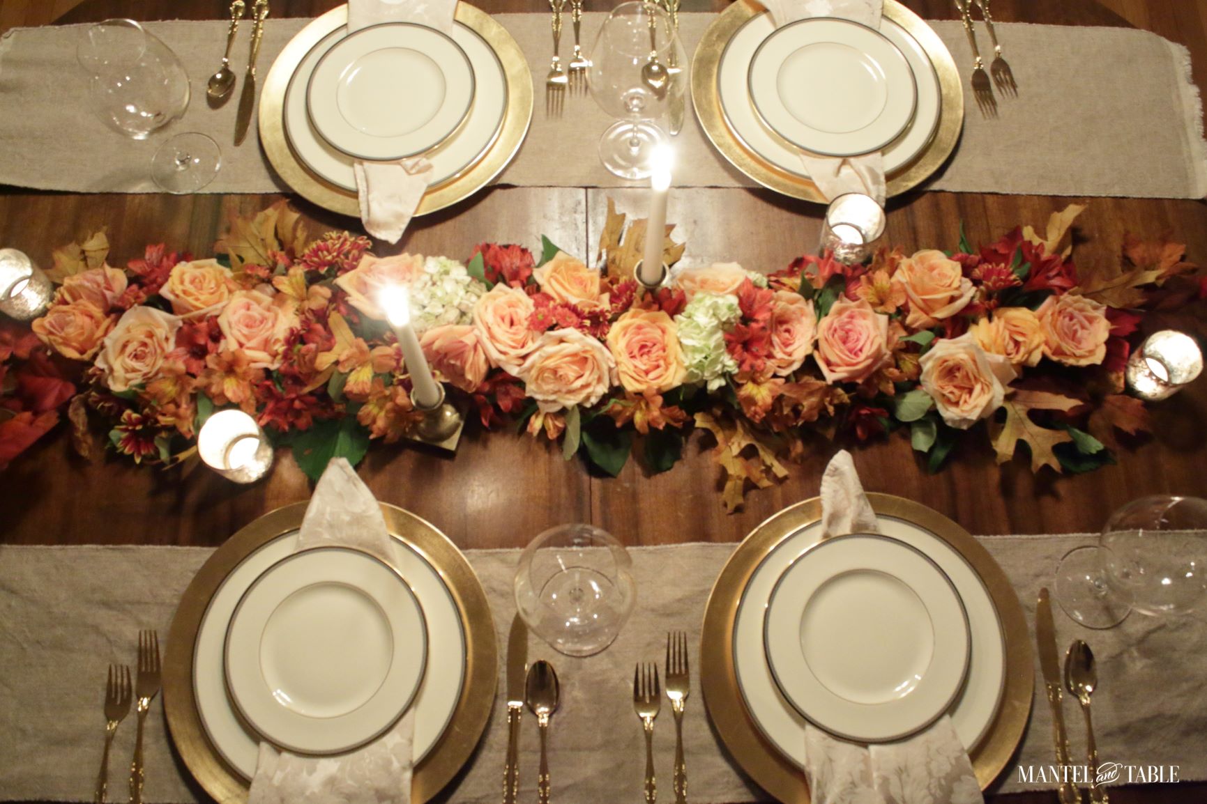 Full fall tablescape from above