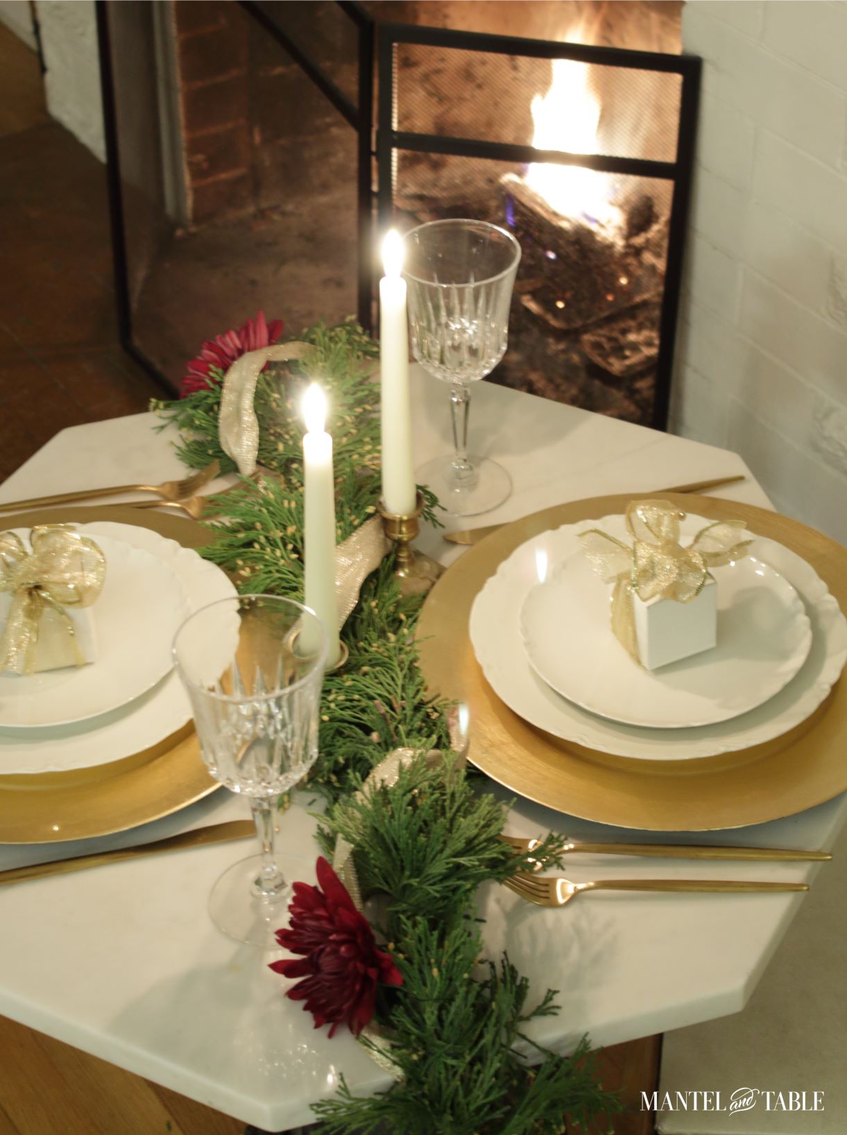 Tablescape for two from above