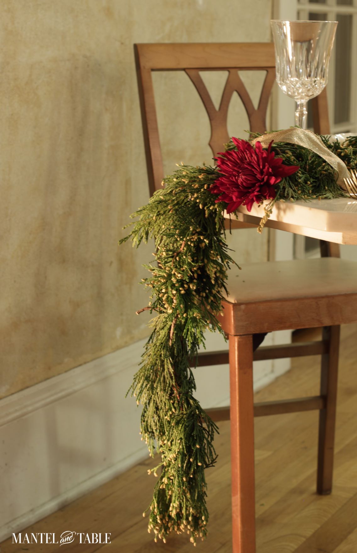 Tablescape for Two - garland hanging off table