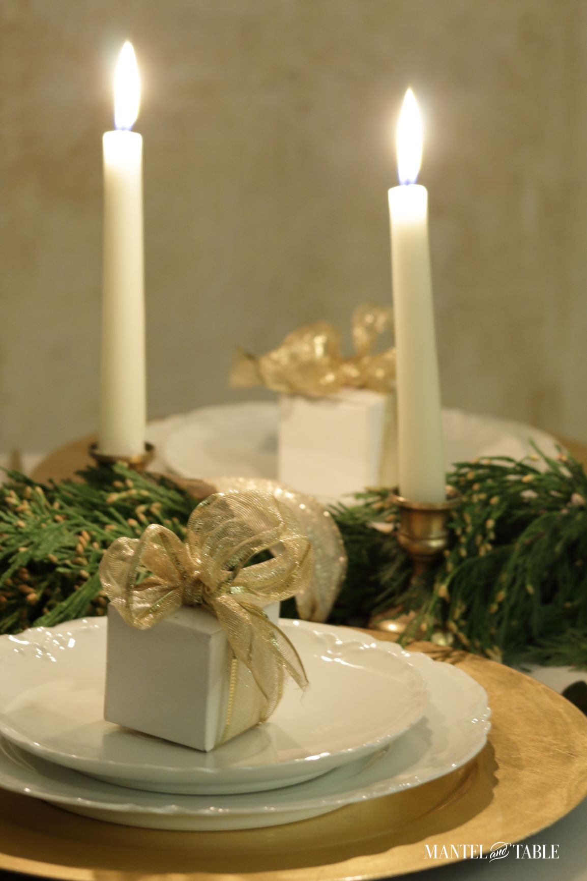 Tablescape for two - closeup of candles