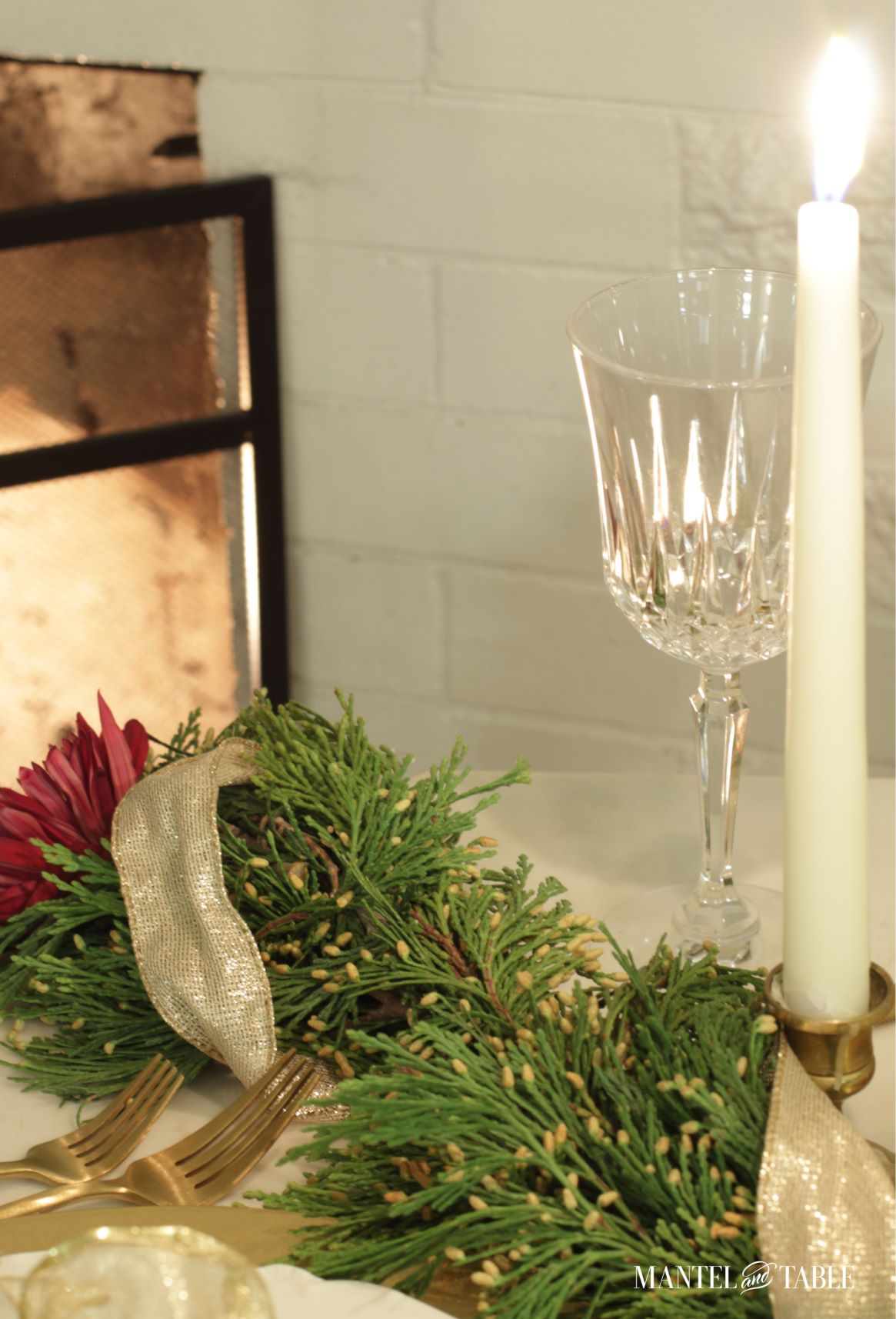 Closeup of garland on table