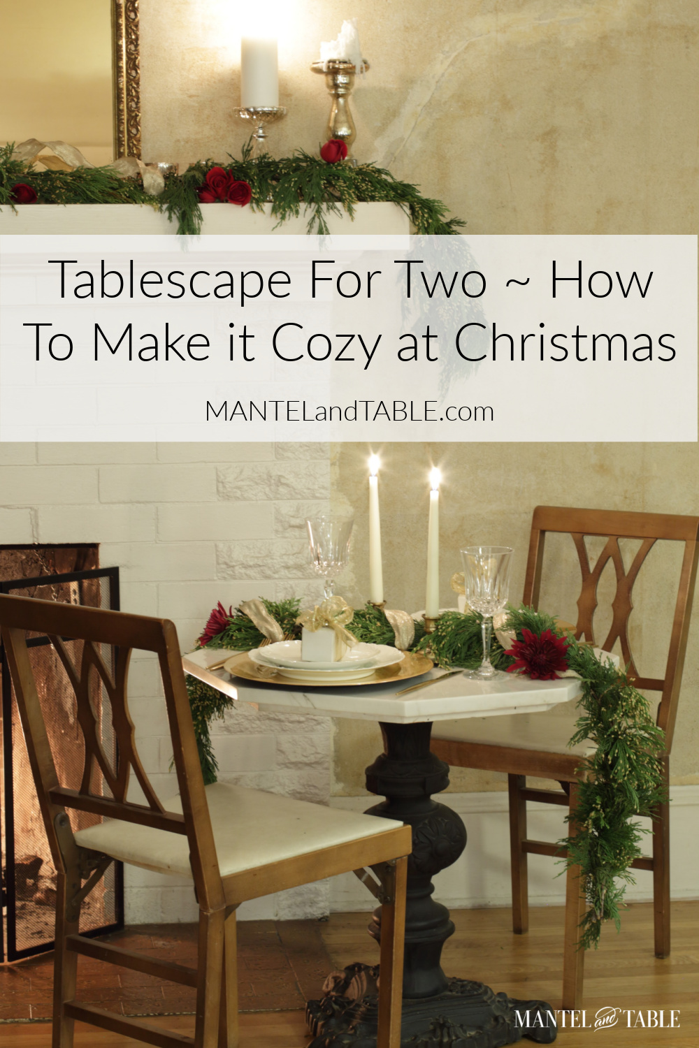 Tablescape for two - full view with Pinterest banner