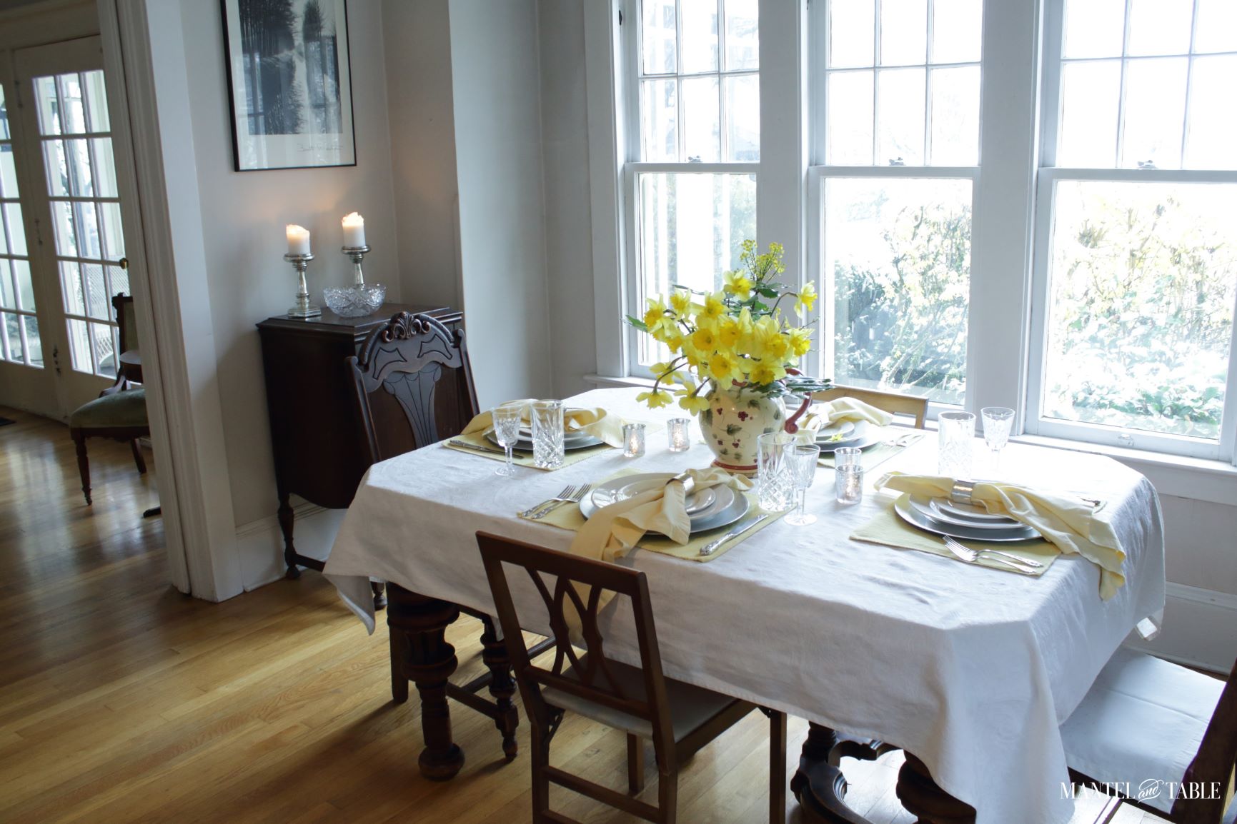 Daffodil table setting - full view of dining room