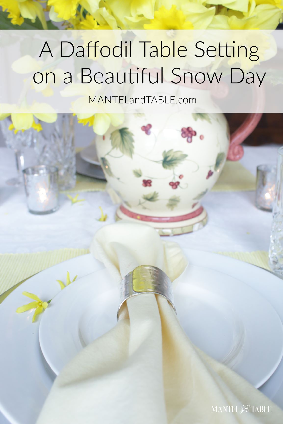 Daffodil table setting Pinterest banner