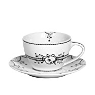 Small photo of Miss Blackbirdy black and white teacup set