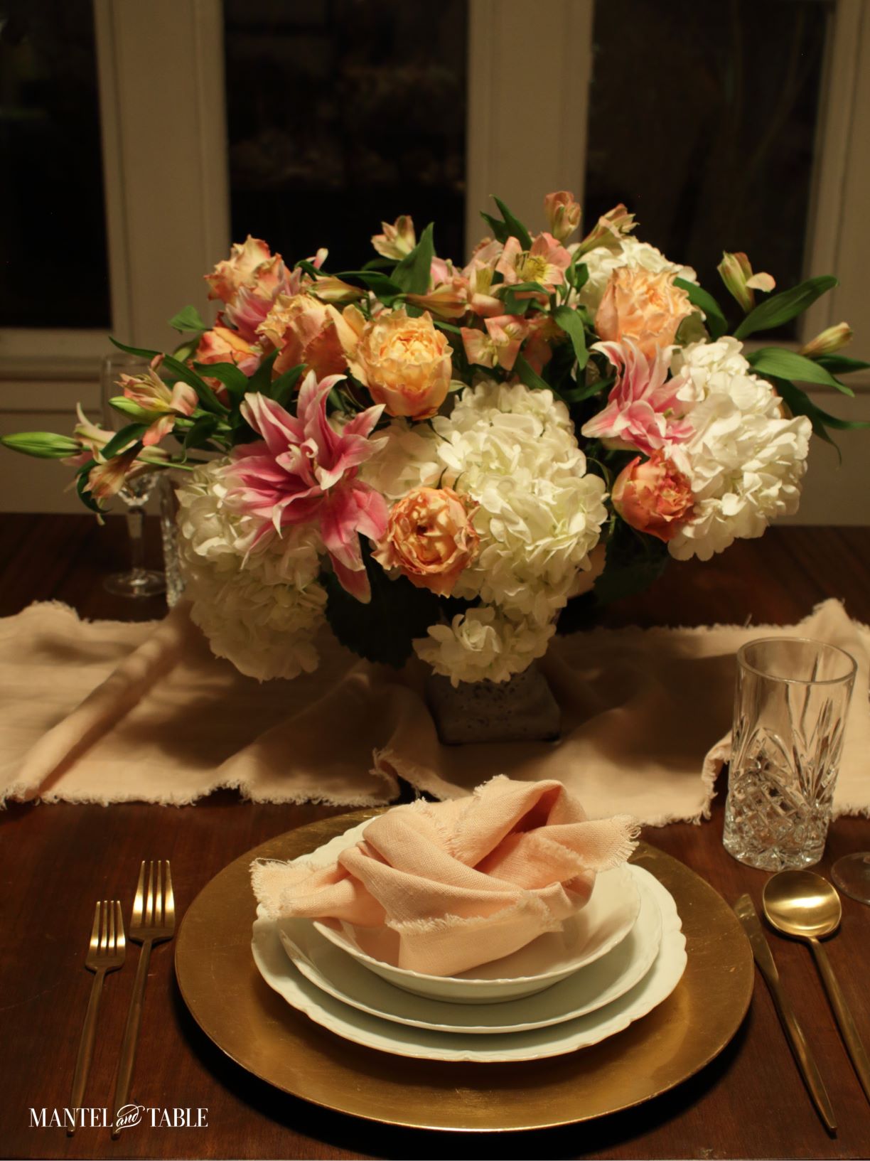 Full view of centerpiece and place setting