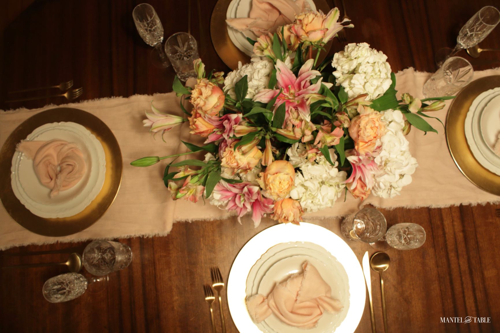View of table from above