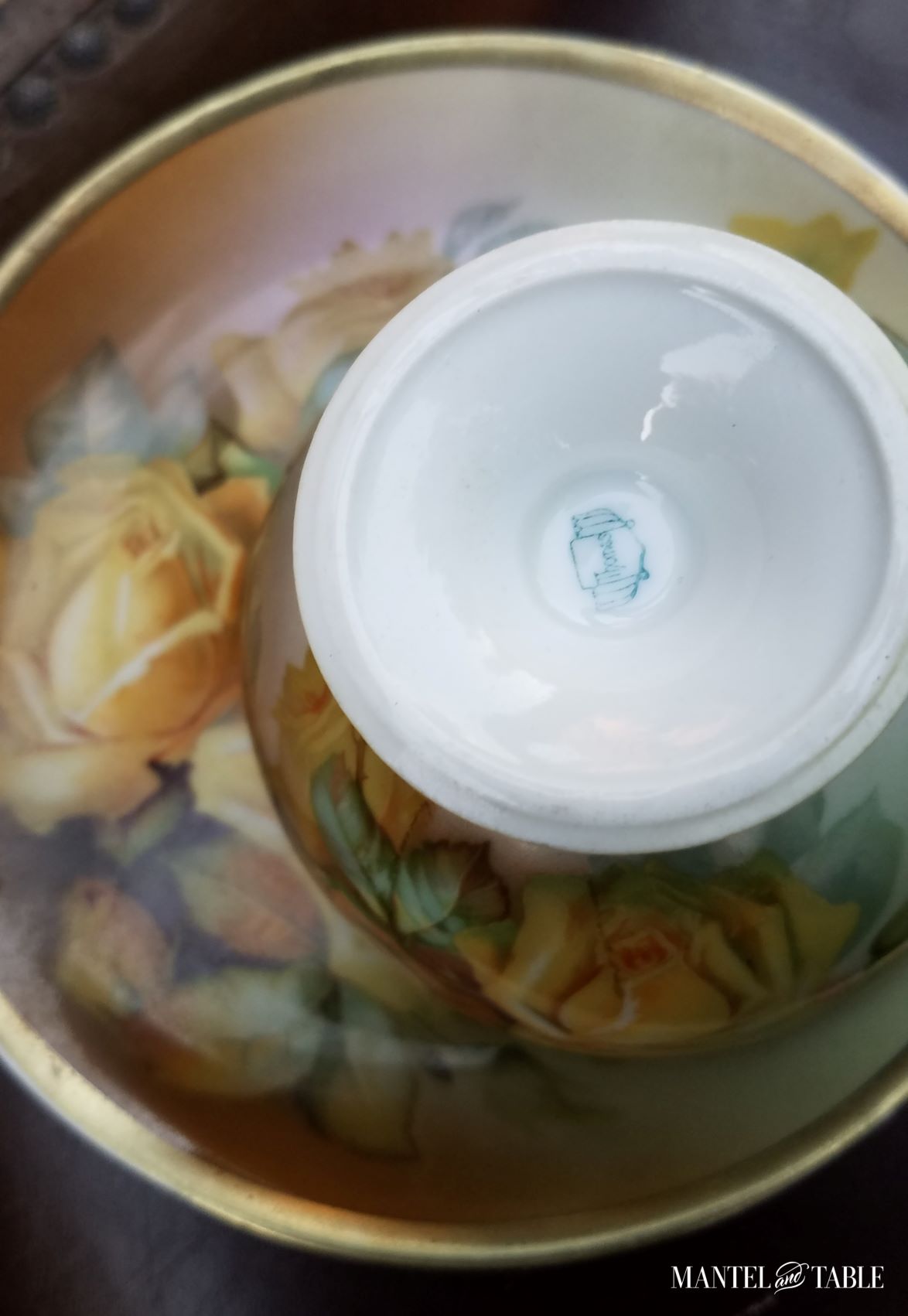 Yellow rose teacup - backstamp on underside of cup
