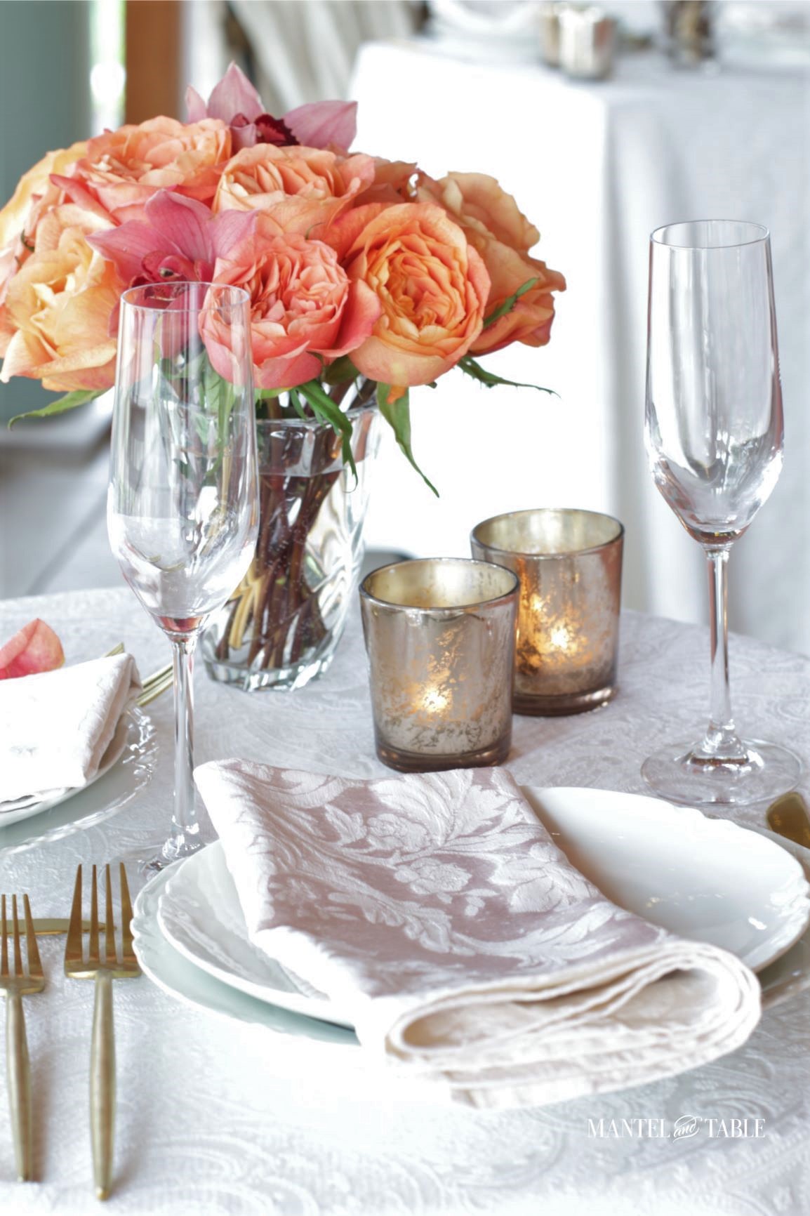 Side view of tablescape