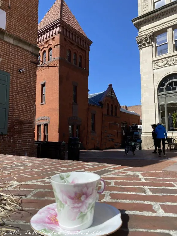 Traveling Teacup on the bricks in the square - Lancaster PA