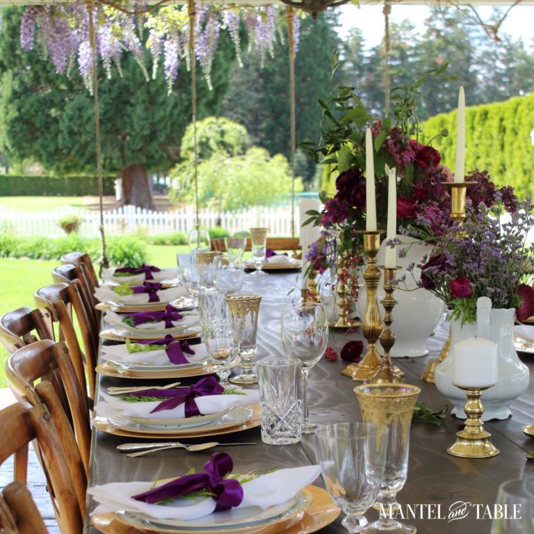A Beautiful Outdoor Table Setting in the Colors of Royalty