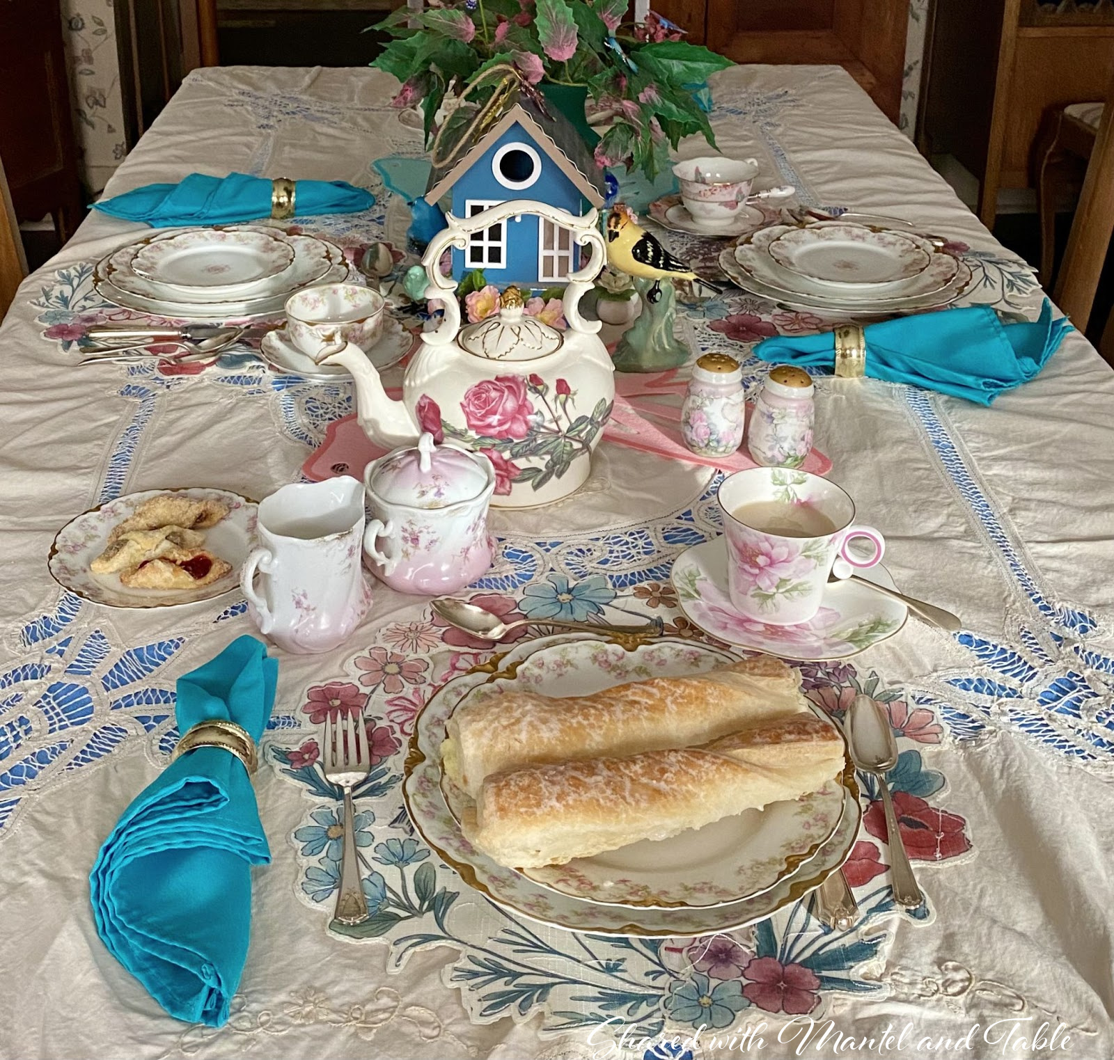 Closeup of Snoodles pastries on plate at spring tablescape