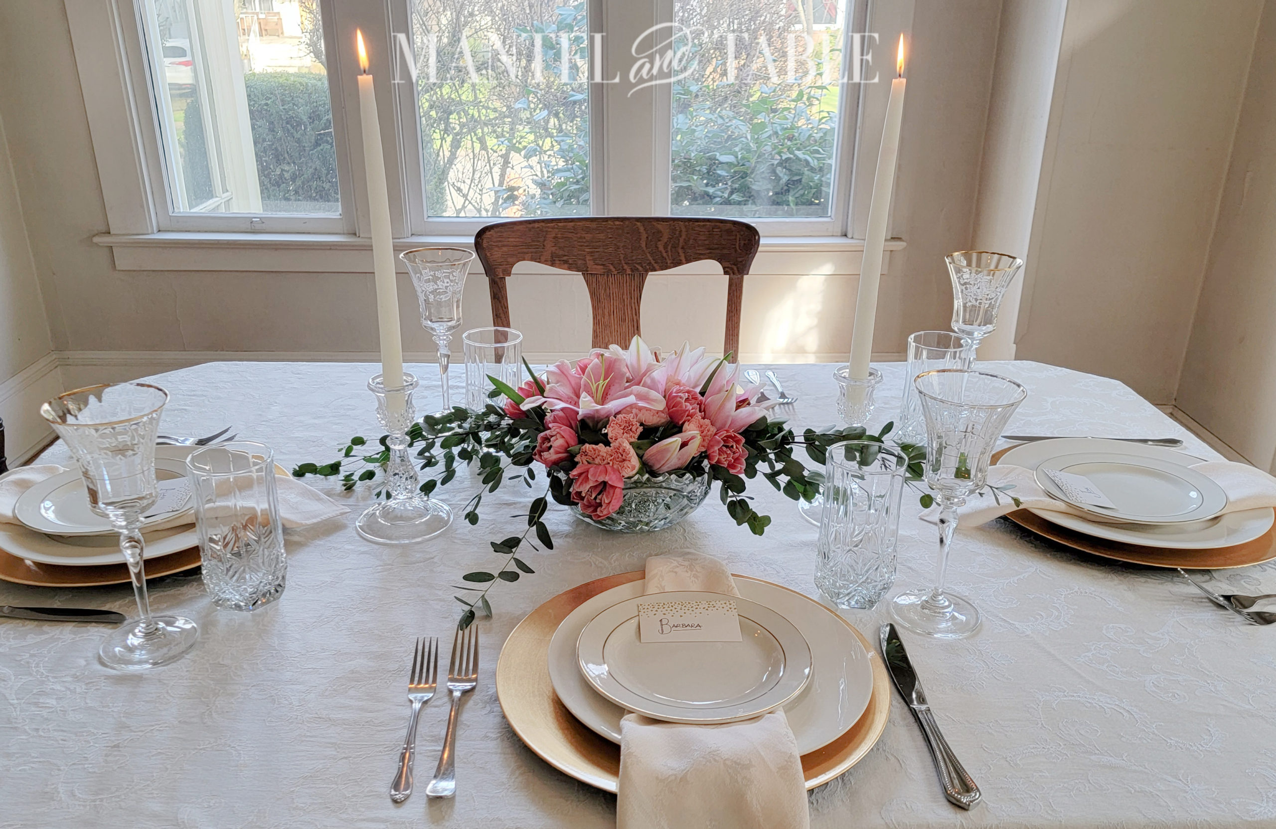 Full view of romantic table setting