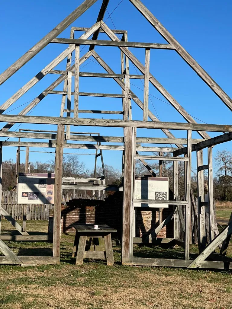 Remains of a wooden building in a historical town