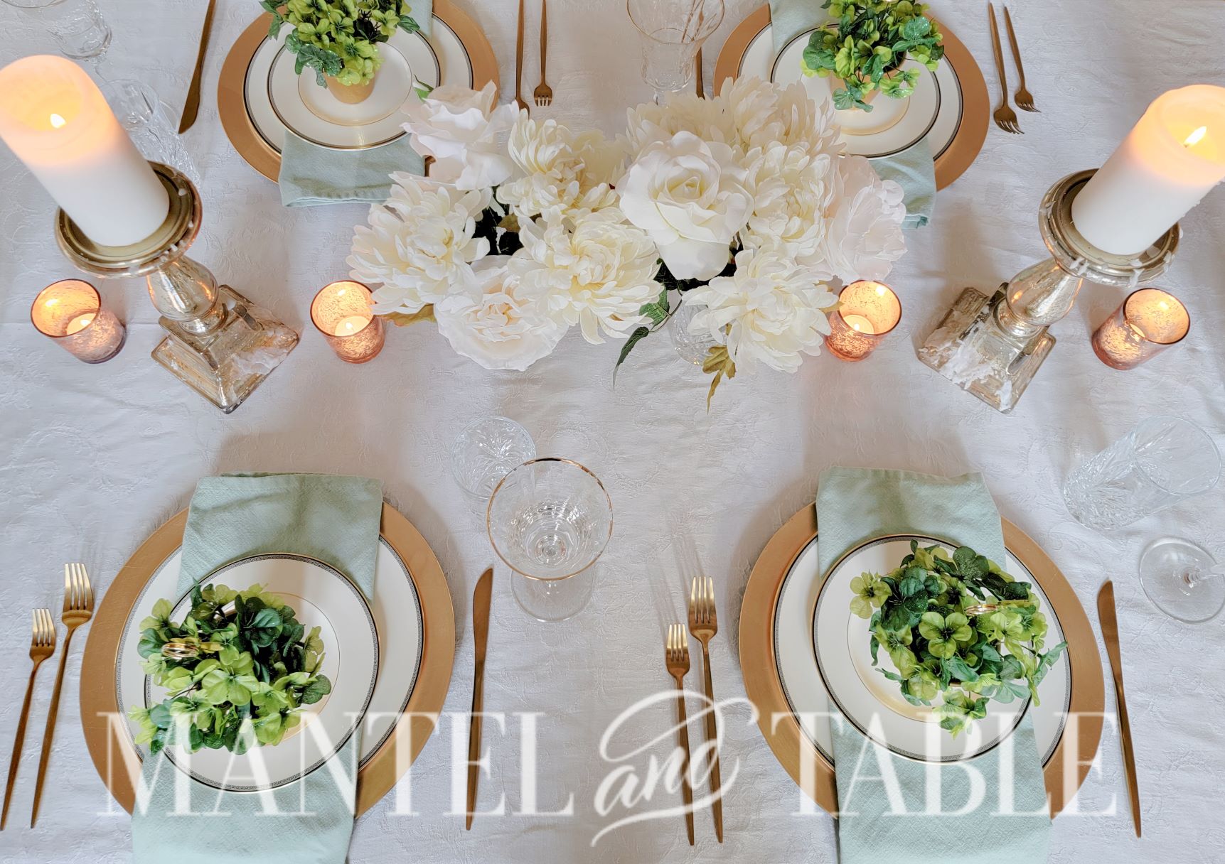 St Patrick's Day tablescape view from above