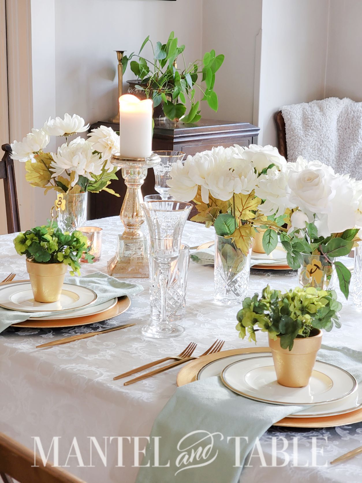 St Patrick's Day tablescape side view