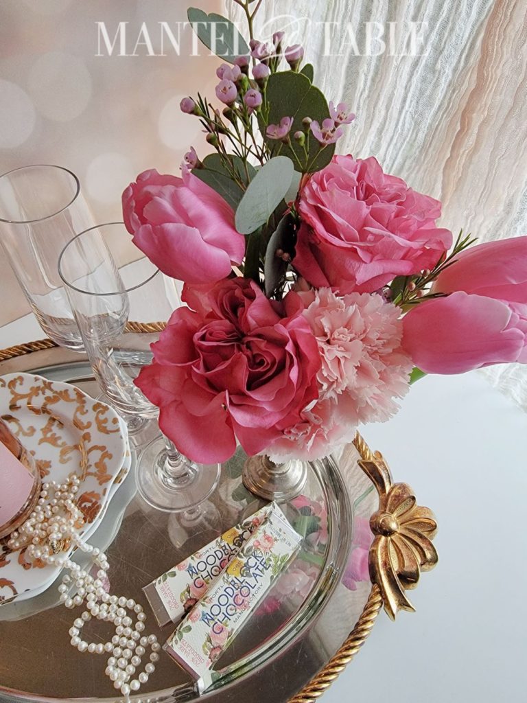 Pink flowers from above