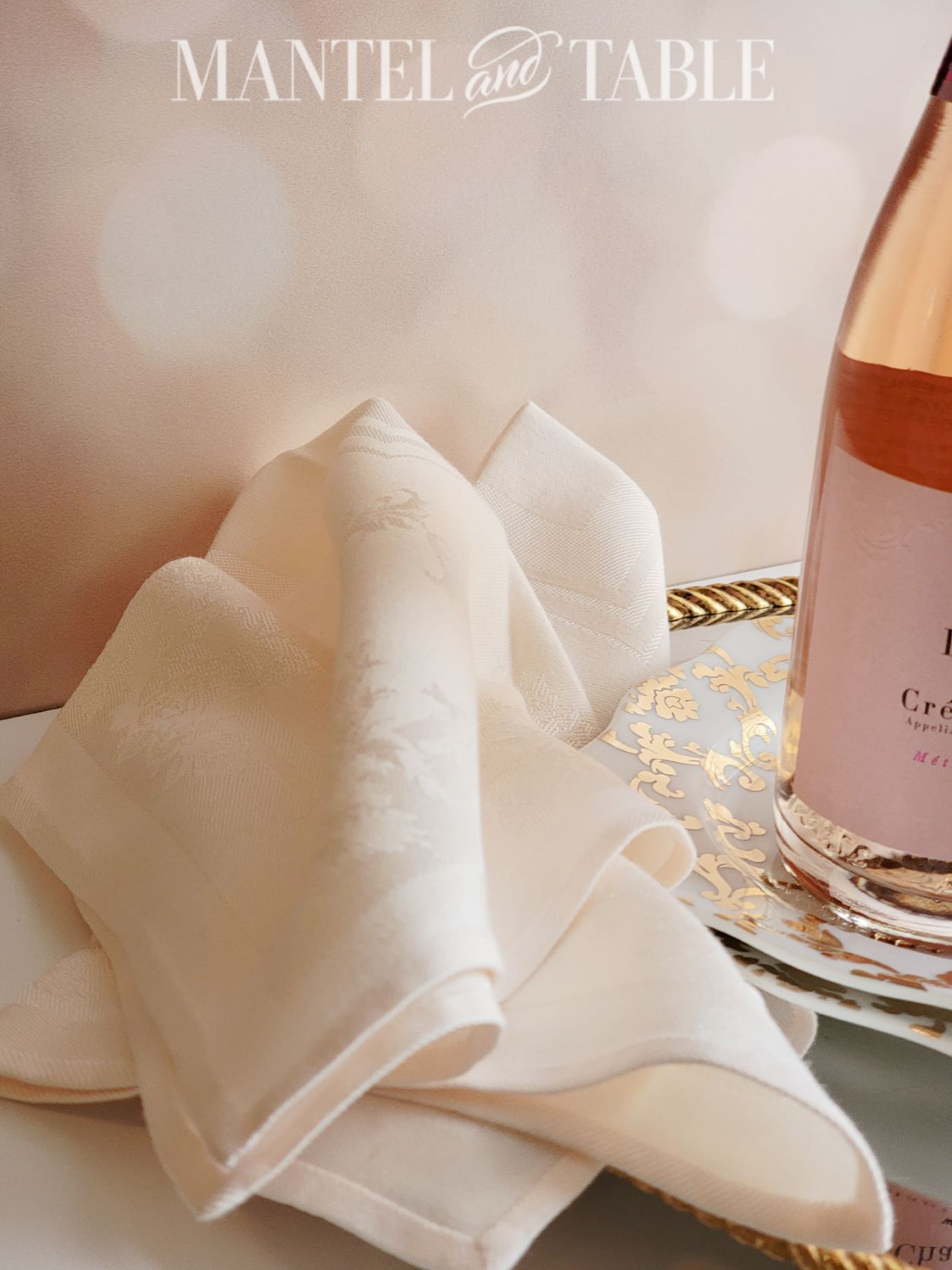 Pink napkin on Valentines tray