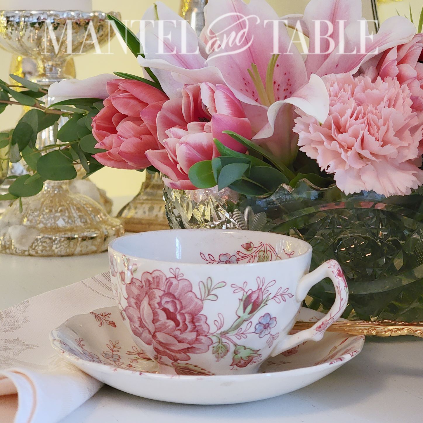 Rose Chintz teacup with pink flowers