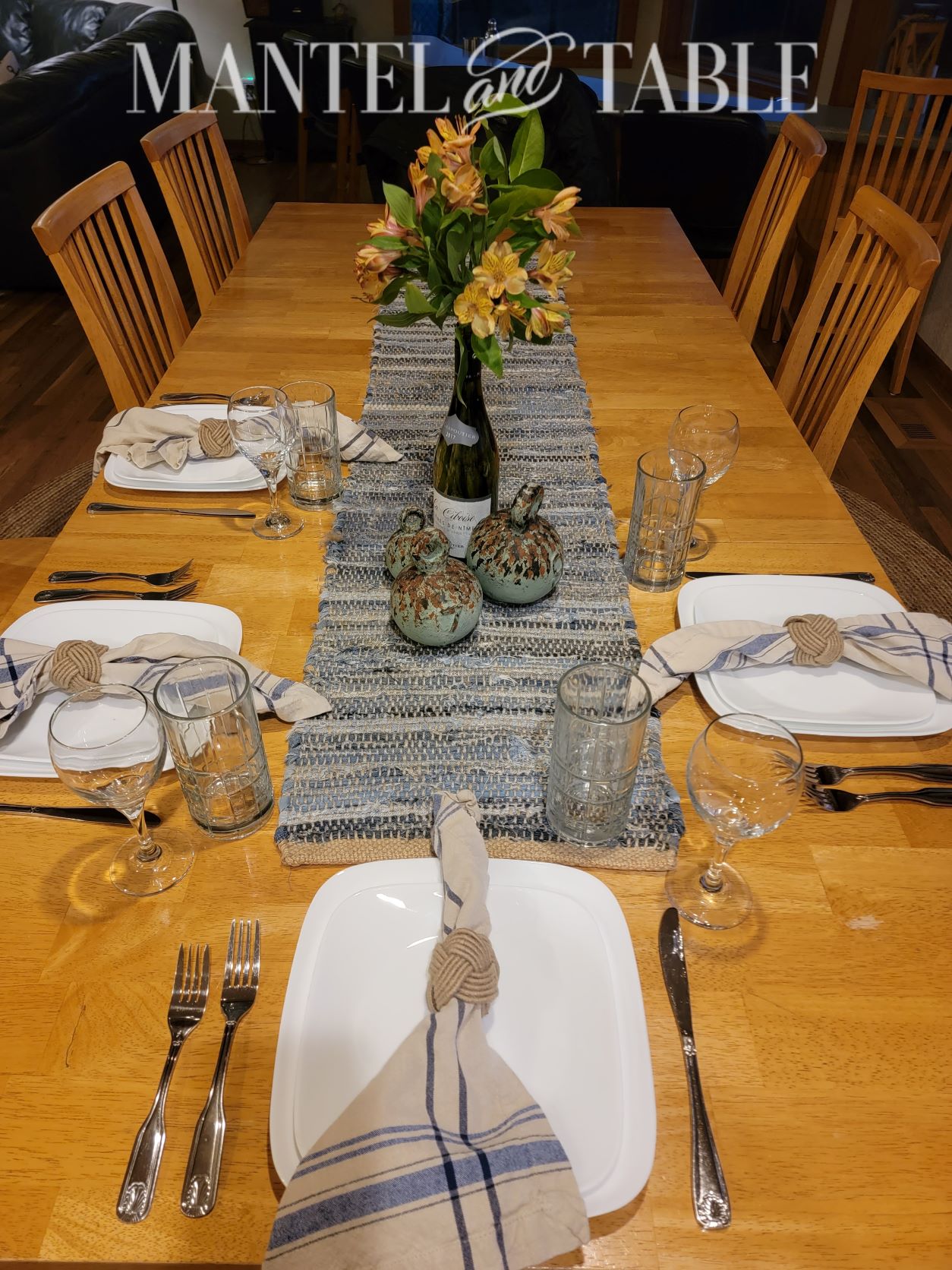 Set a Beautiful Table - 4 place settings on a wood table