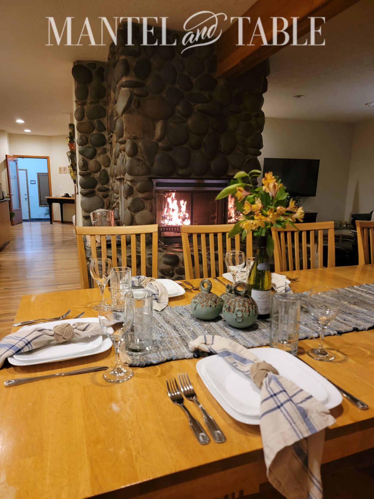 Set a Beautiful Table - partial view of table and fireplace