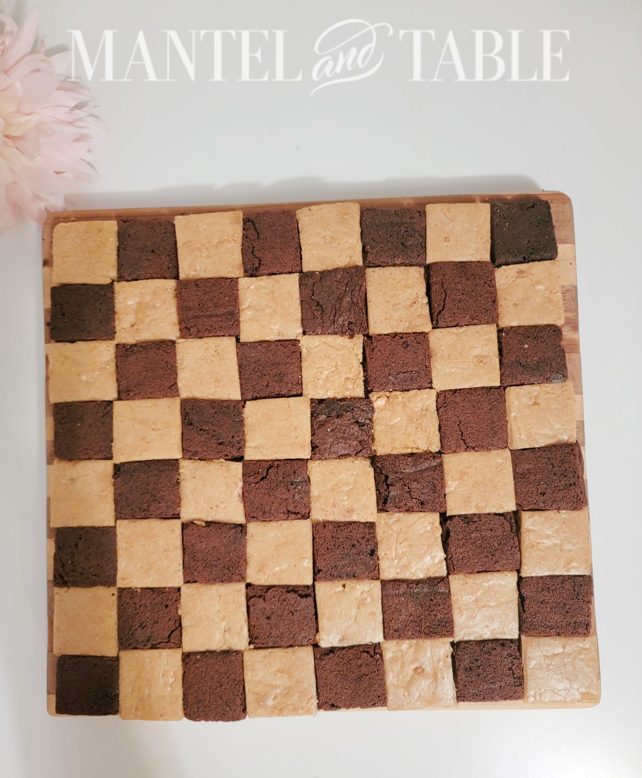 Chess board brownies squares laid out
