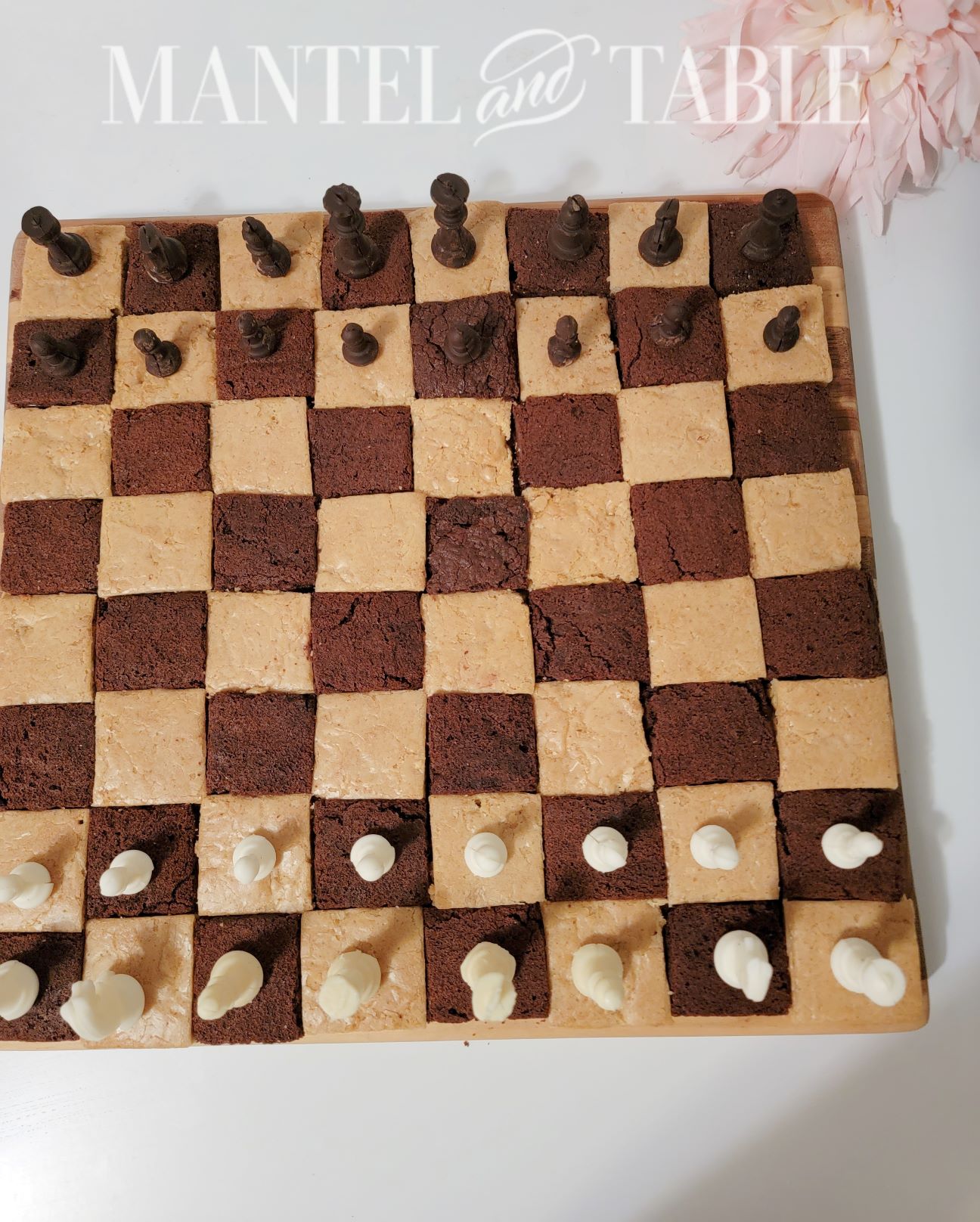 Chess board brownies from above
