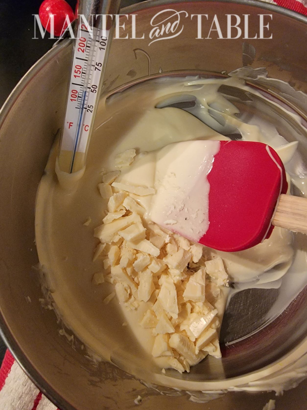Chocolate melting in a pan for Chess board brownies