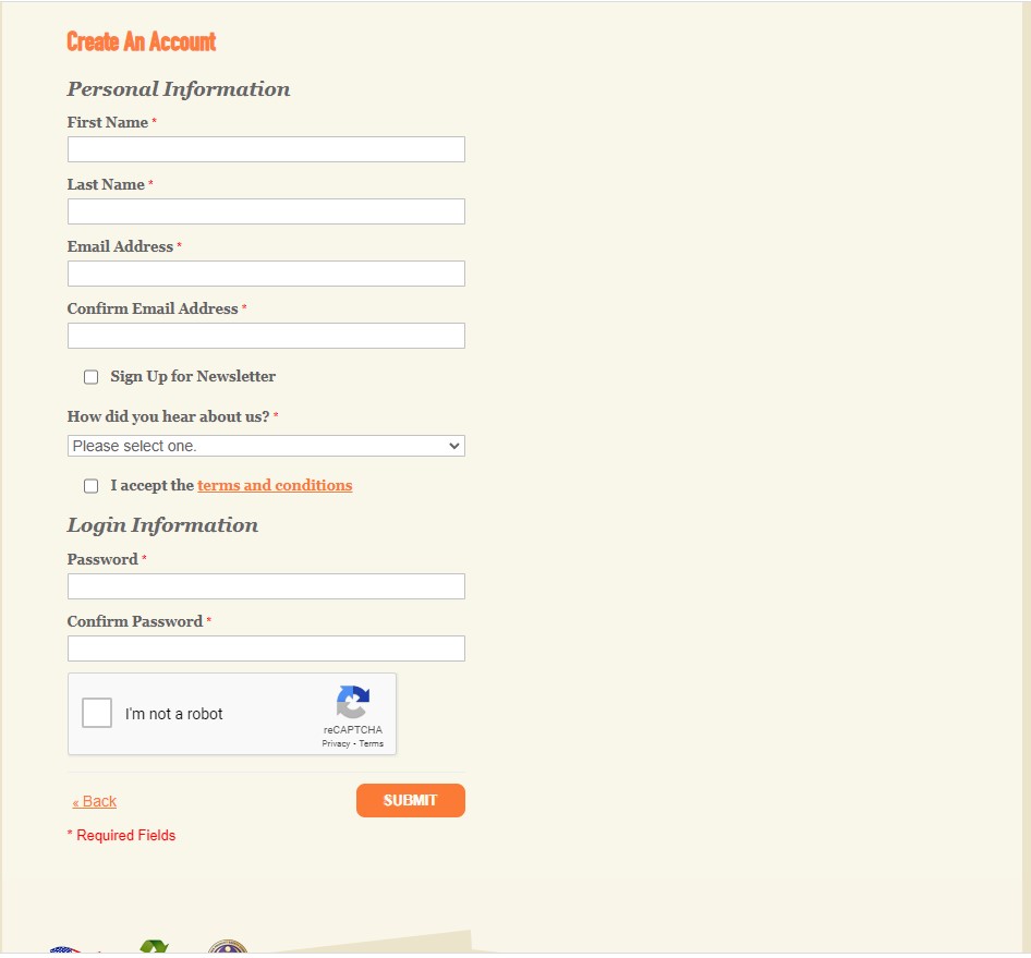 Set up an Account screenshot