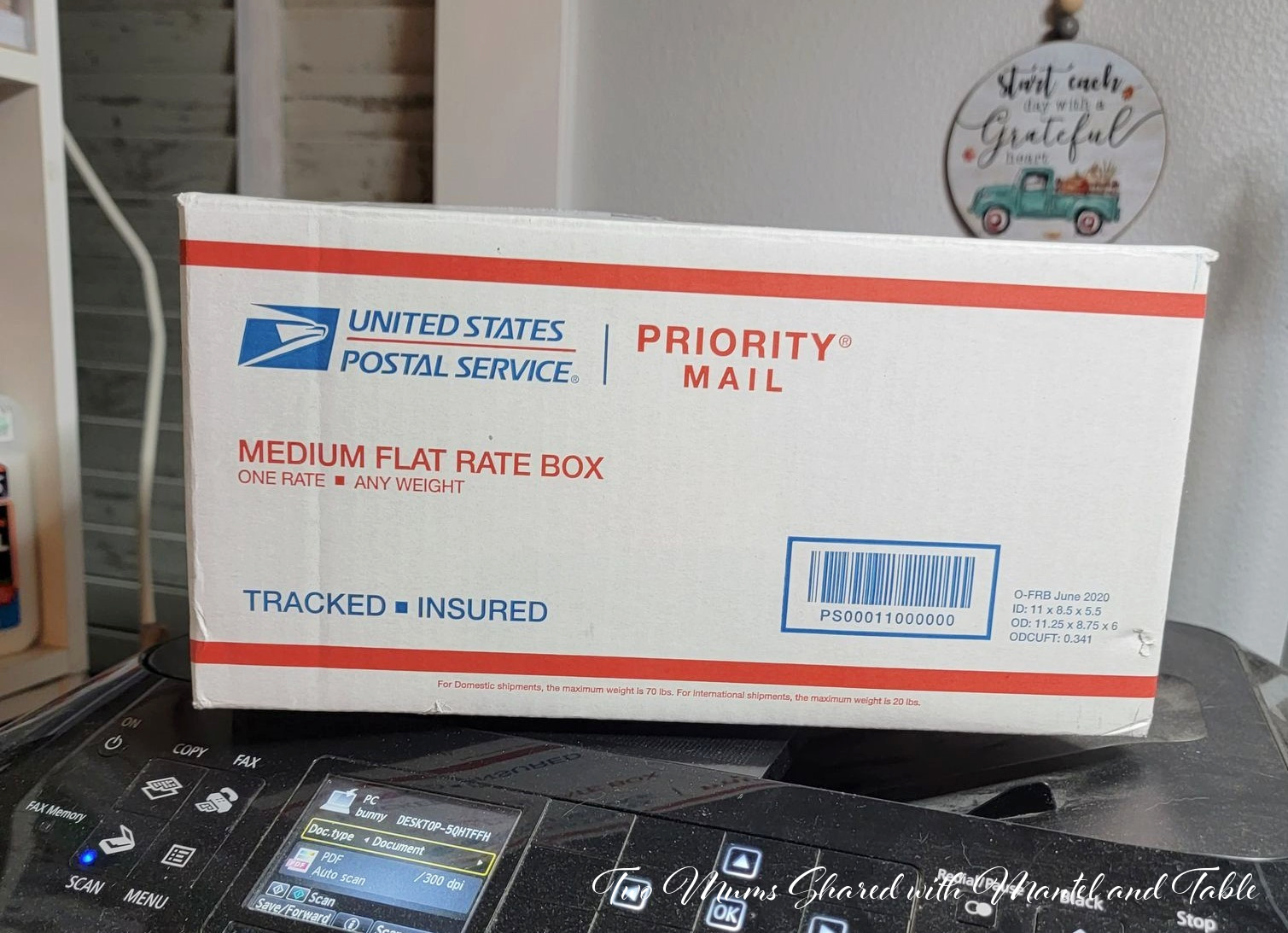 Tea and Scones post - USPS Priority Mail box