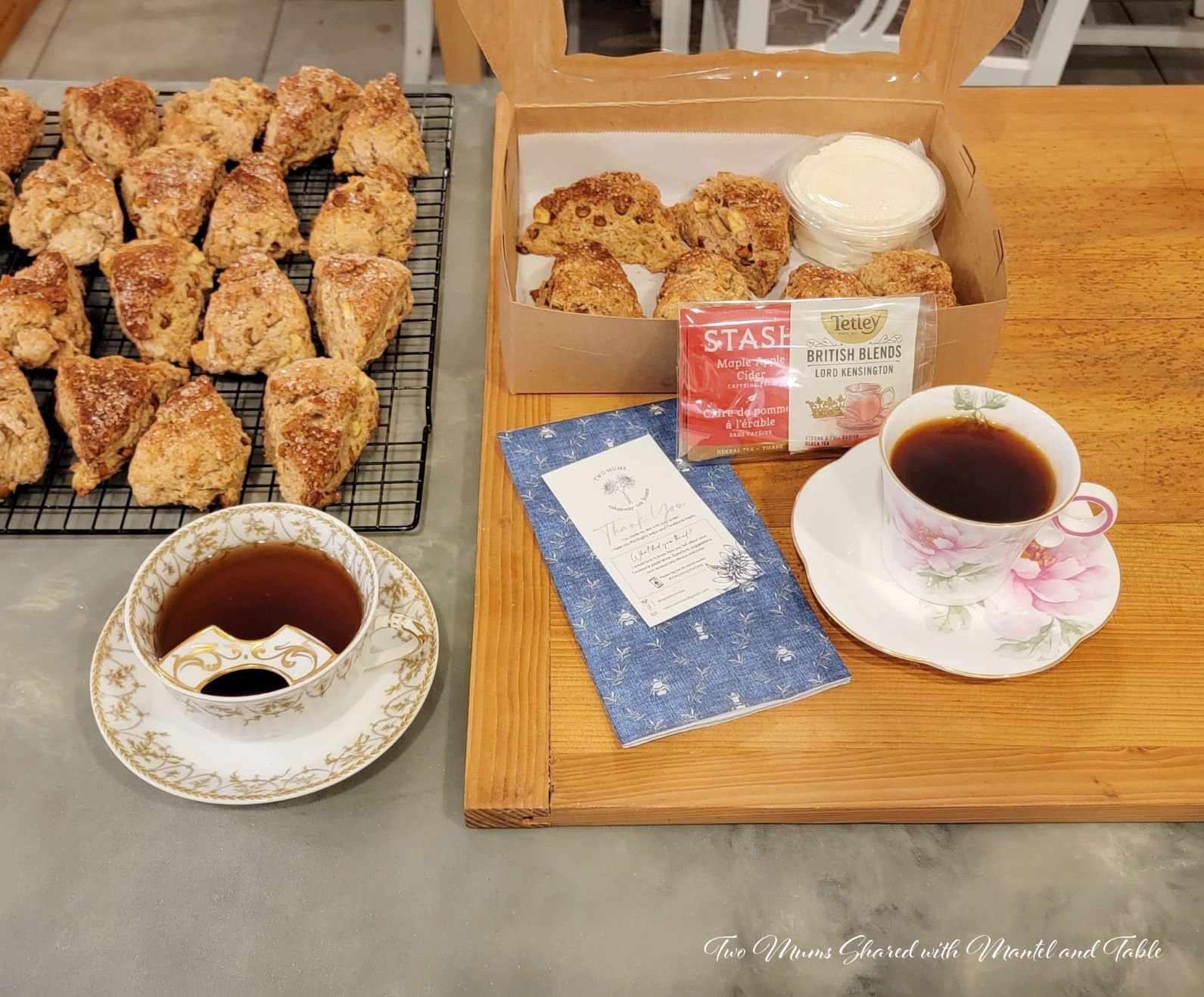 The Traveling Teacup with a tea and scones box