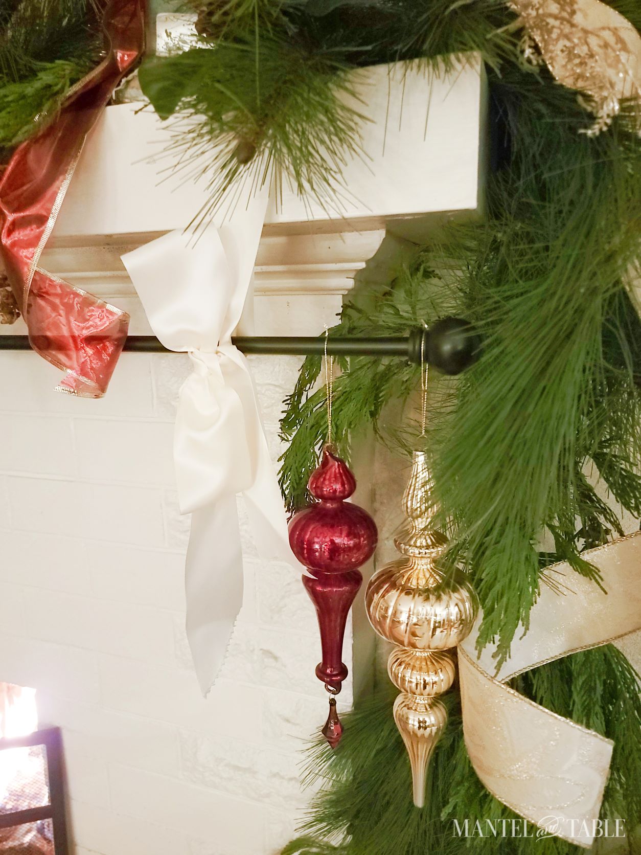 Christmas Mantel with ornaments