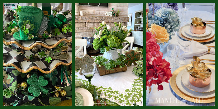 Pot of gold tablescape in the Lucky Charms blog hop - 3rd three photos