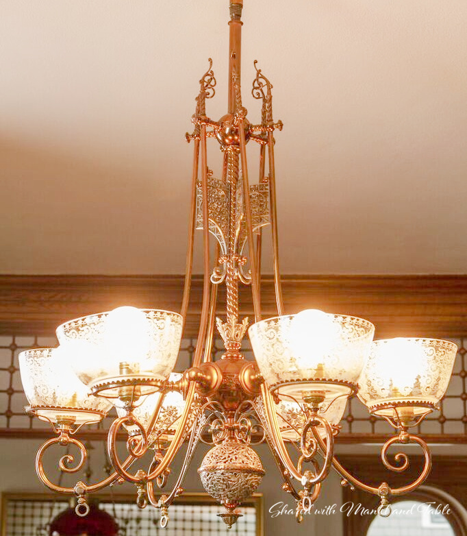 Gold ornate chandelier