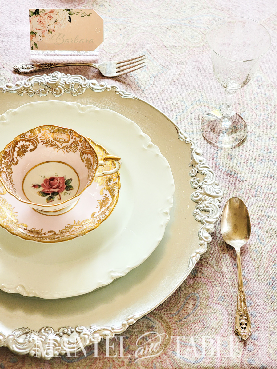 Organize a tea party - place setting closeup