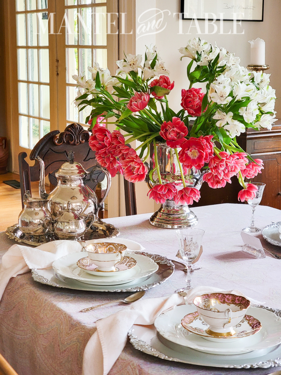 Organize a tea party - one end of the tea table