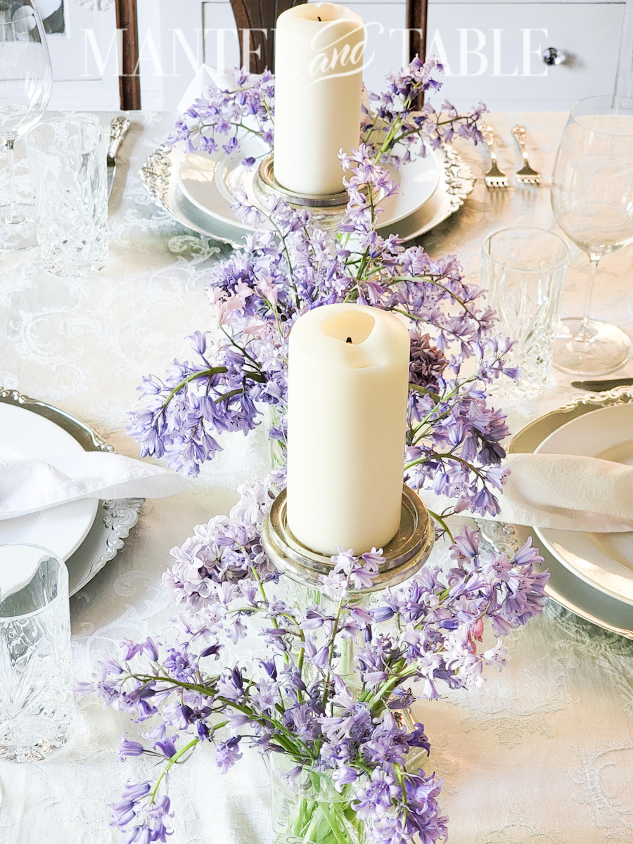 Spring tablescape - top view of centerpiece