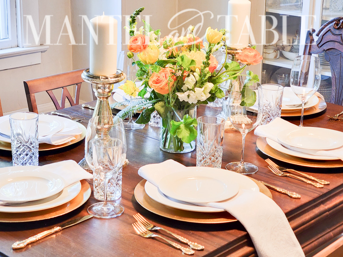 Full view of set table