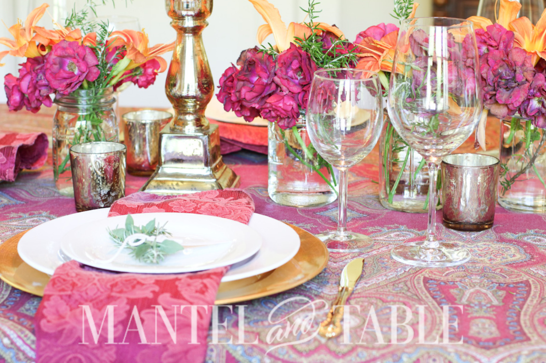 Red and gold Father's Day Tablescape