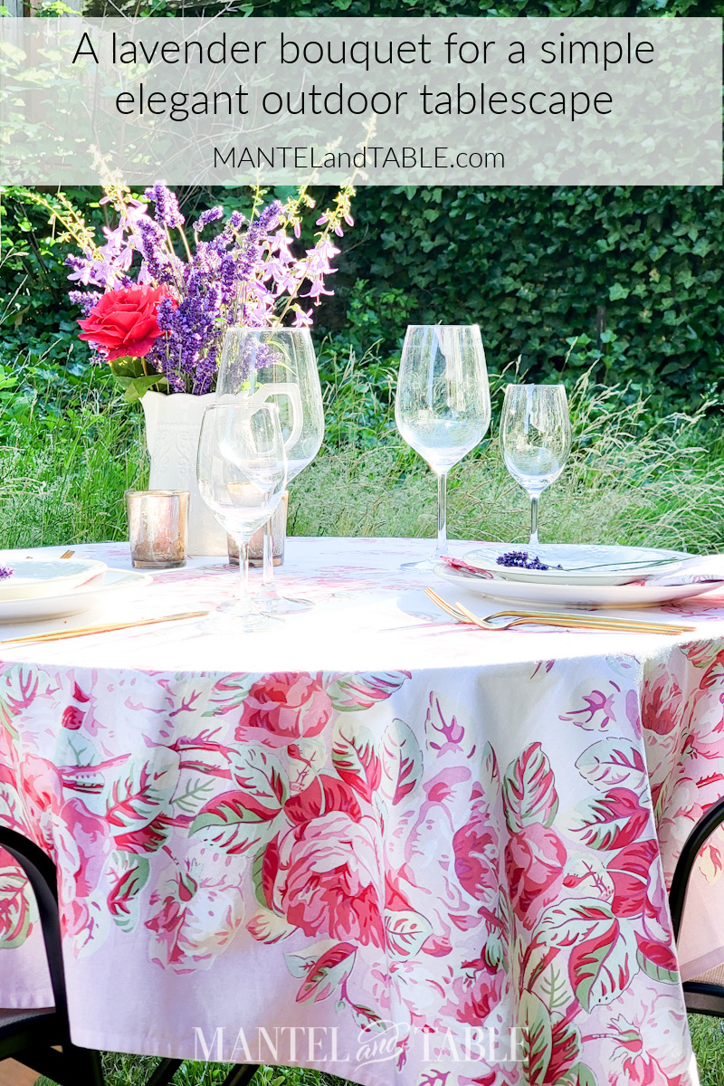 lavender bouquet tablescape Pinterest banner