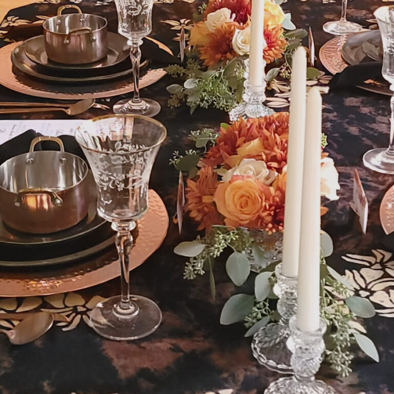 Copper fall tablescape of unusual beauty