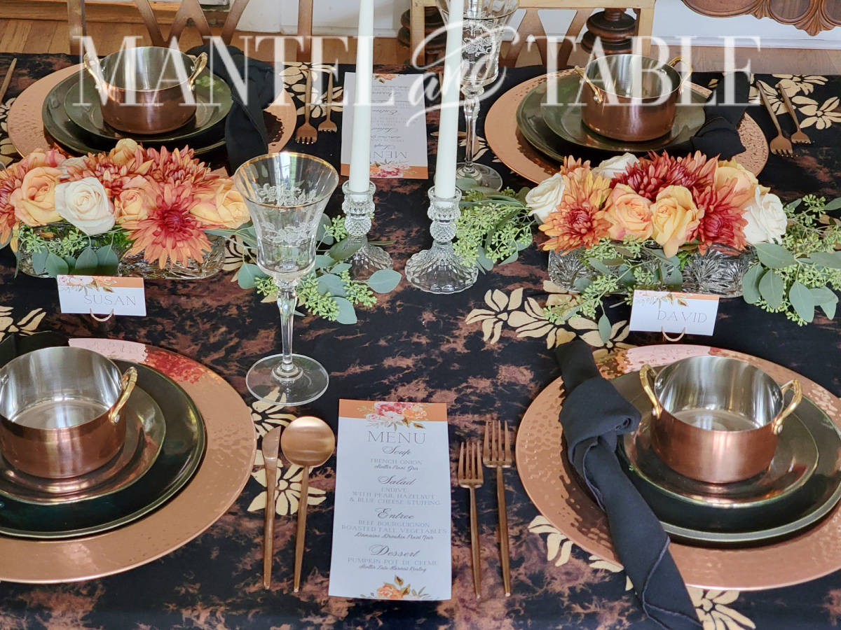 Copper fall tablescape - full table view