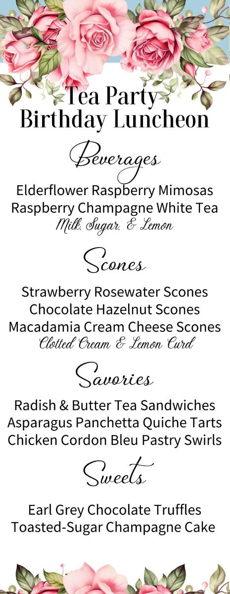 Tea Party Menu
