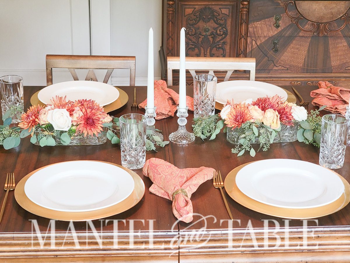 Fall Gold Tablescape side view