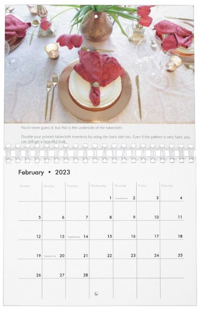 Tablescape calendar open to February