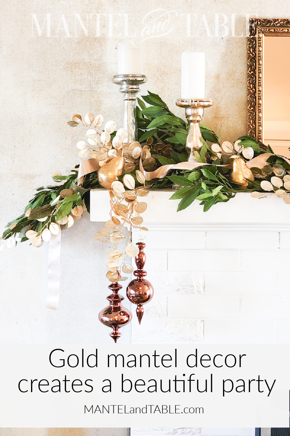 gold mantel decor Pin graphic