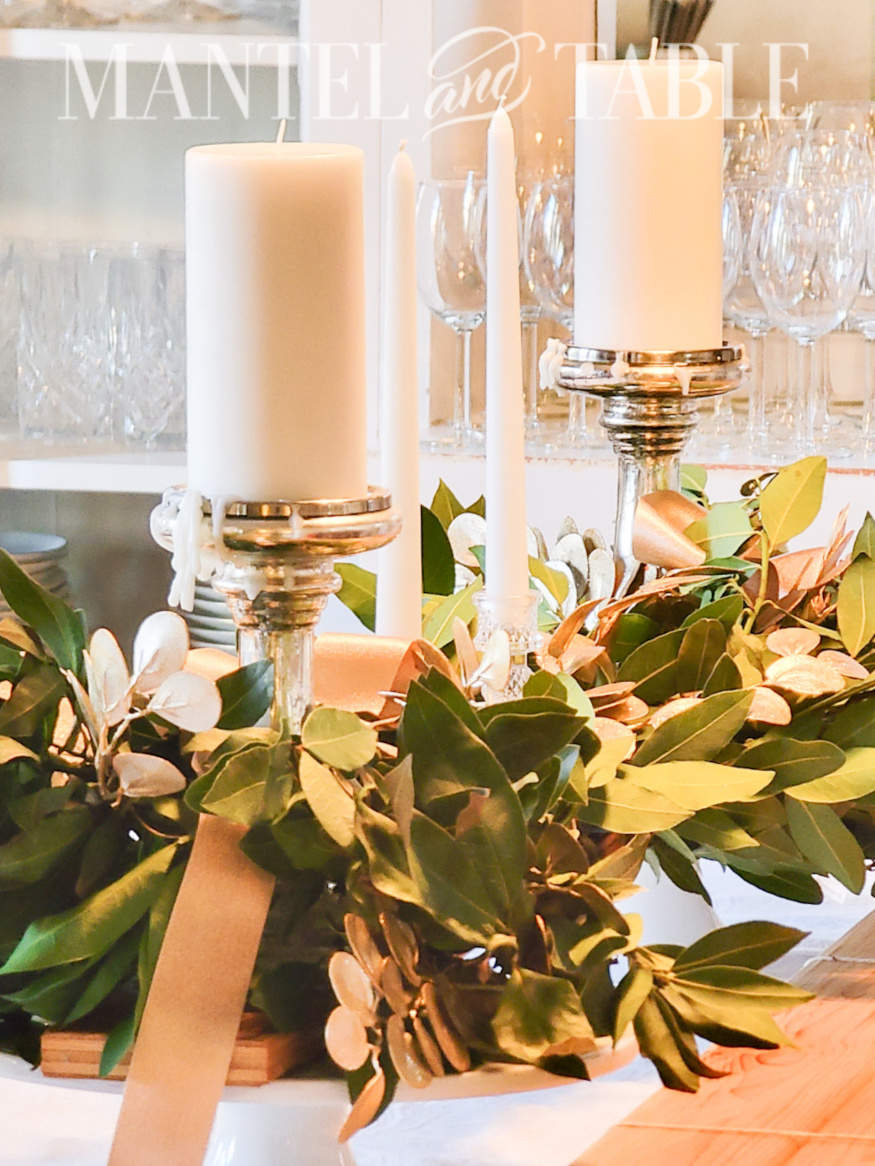 Grazing table centerpiece candles closeup
